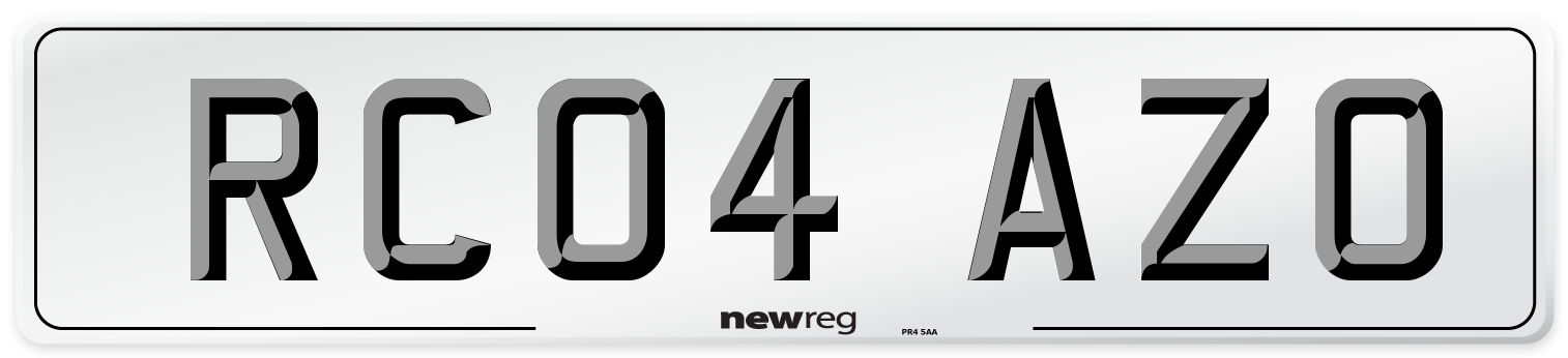 RC04 AZO Number Plate from New Reg